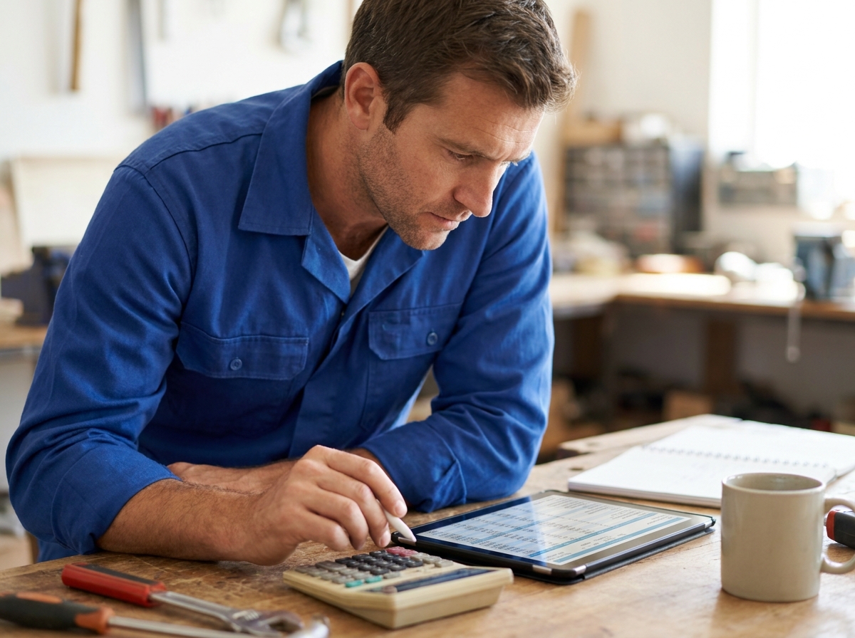 Contractor reviewing job pricing and profit margins on an estimate